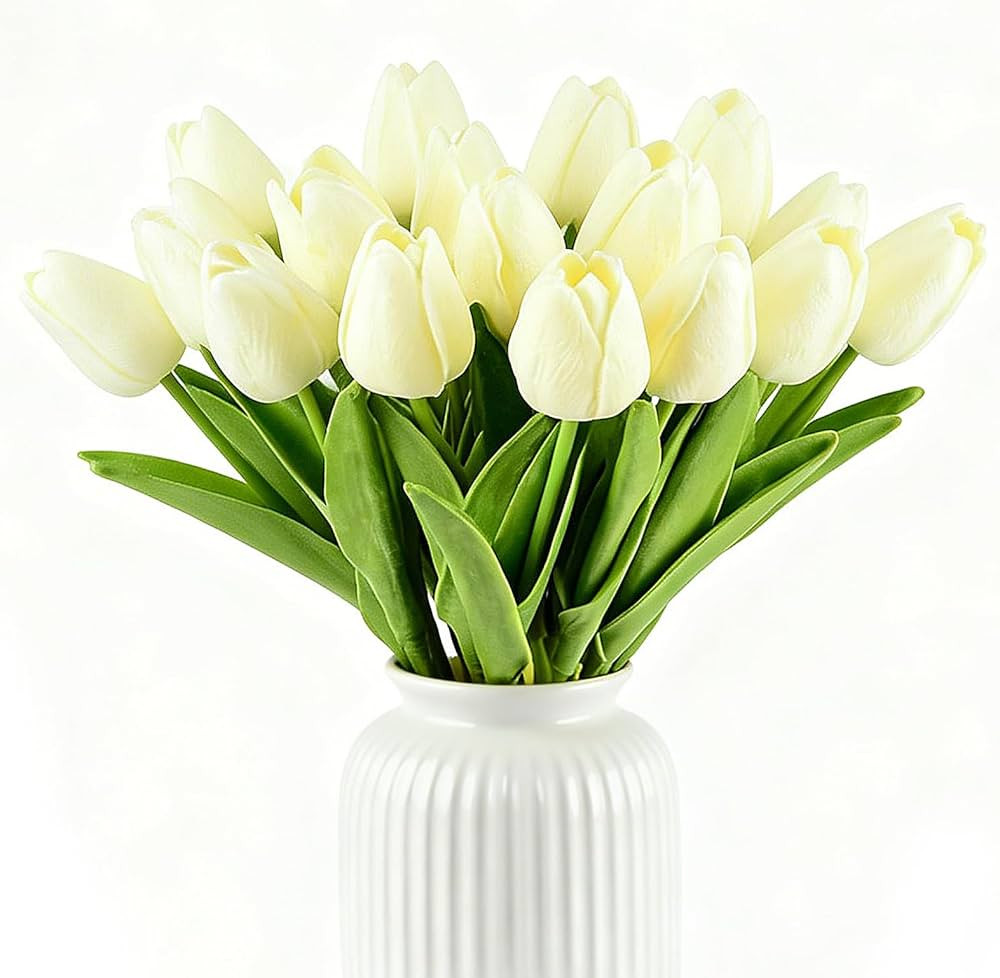 Artificial Tulips Bridal Wedding Festival Decor Bouquet Real Touch PU Flower Bouquet Pack of 20 (... | Amazon (CA)