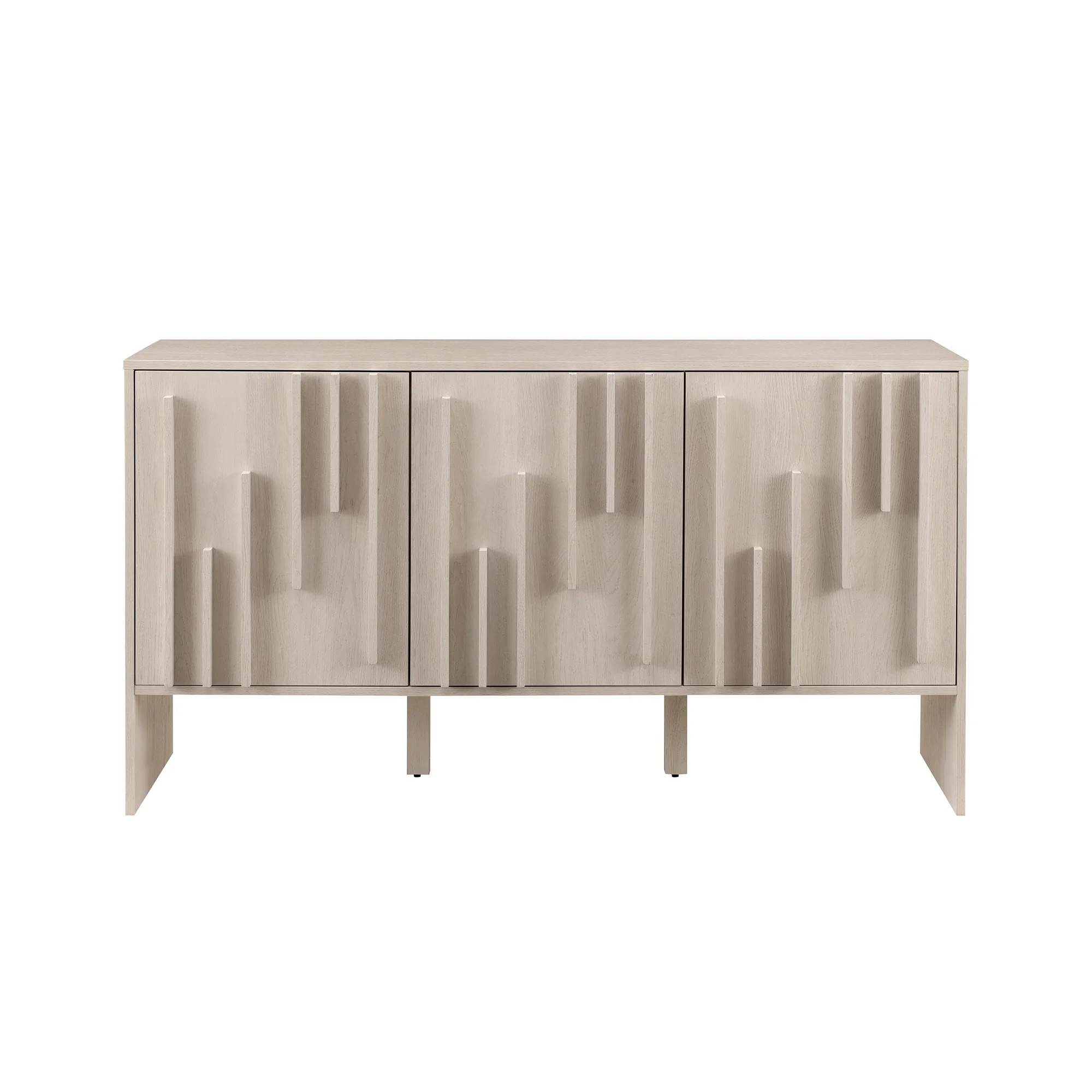 Manor Park 55” Contemporary Vertical-Detailed 3-Door Sideboard, Ivory Oak | Walmart (US)