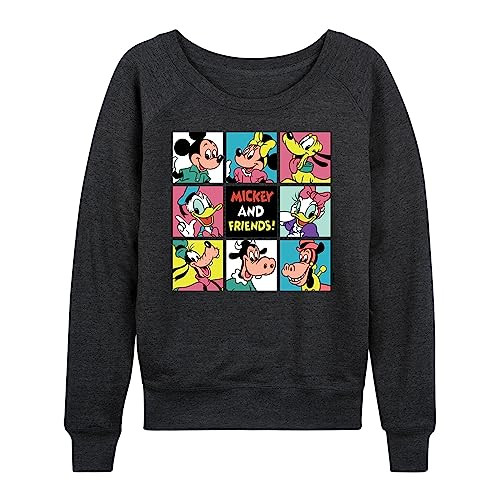 Disney Mickey & Friends Grid - Women's Lightweight French Terry Long Sleeve Shirt - Size 3X Heather Charcoal | Amazon (US)
