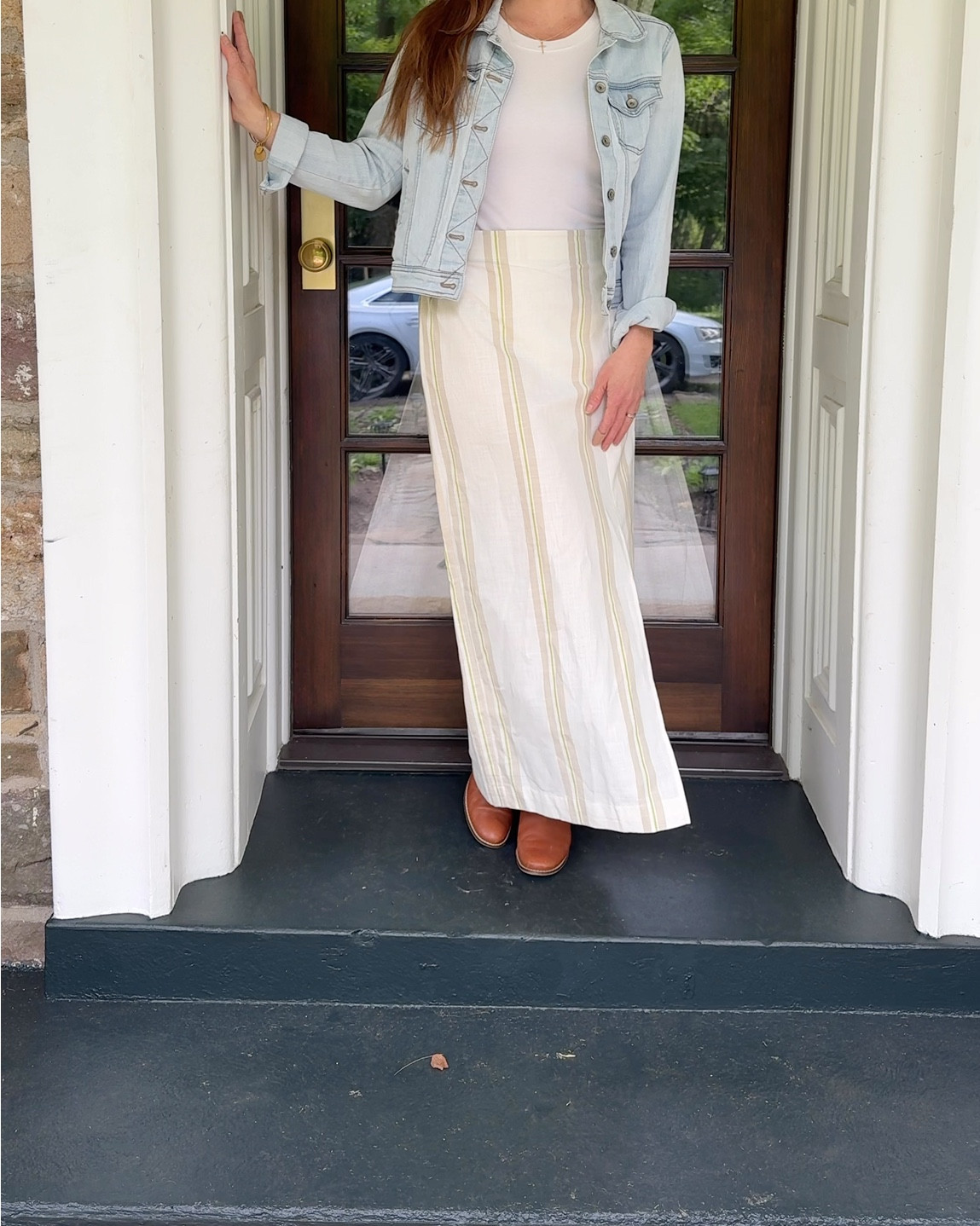 Sunday OOTD. Adorable skirt from target (and it's on sale!) Classic Cole haan leather shoes (I couldn't find exact but added a similar look) and my favorite basic T (it's a onesie and comes in a three pack! Such a steal. 

#LTKStyleTip #LTKBeauty #LTKU