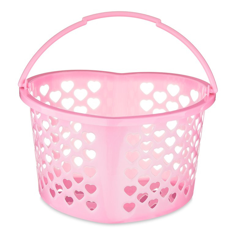 Valentine's Day Heart-Shaped Pink Plastic Basket by Way To Celebrate | Walmart (US)