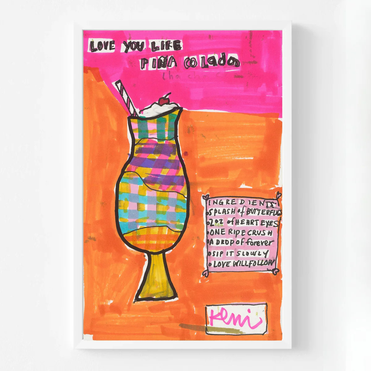 Love You Like Pina Colada Art Print | Kerri Rosenthal