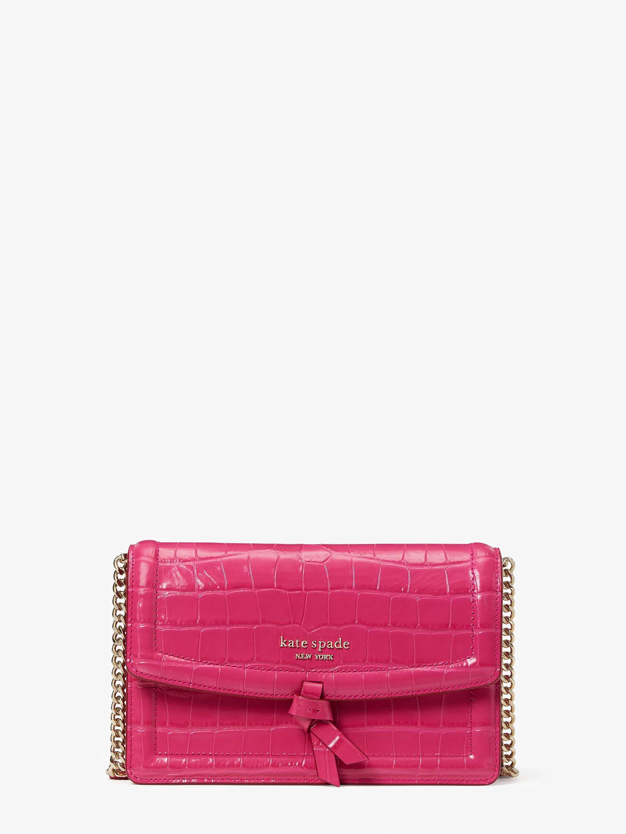 knott croc-embossed leather flap crossbody | Kate Spade (US)