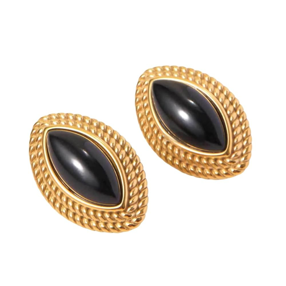 18K Gold Oval Earrings, Hypoallergenic Tarnish-Free Vintage Statement Earrings, Dainty Olive-shap... | Amazon (US)