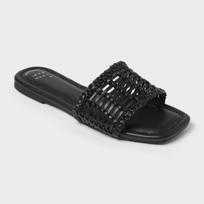 Women’s Asha Sandals with Memory Foam Insole - A New Day™ Black 6.5 | Target