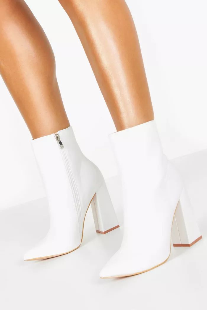 Wide Width Flared Heel Sock Boots | Boohoo.com (US & CA)