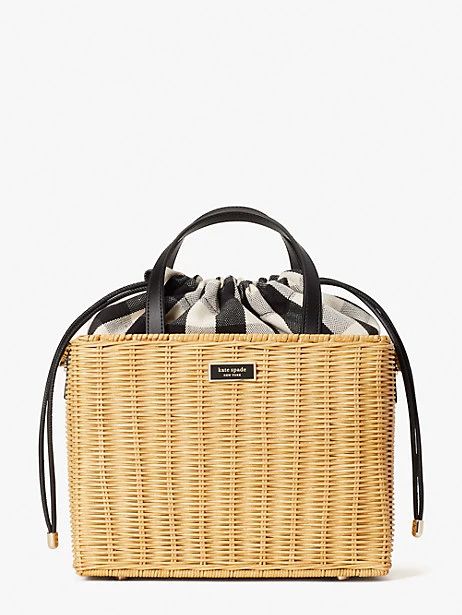 sam gingham wicker medium satchel | Kate Spade (US)