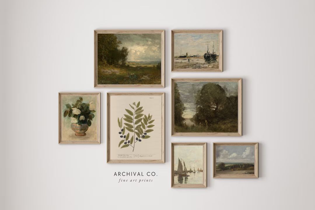Neutral Nautical Lanscapes Gallery Wall Set of 7 Vintage Art Prints Digital Download Printable Wa... | Etsy (US)