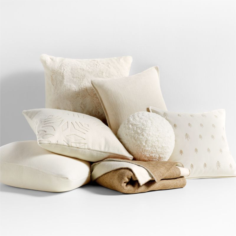 Winter White Holiday Throw Pillow Arrangement | Crate & Barrel | Crate & Barrel