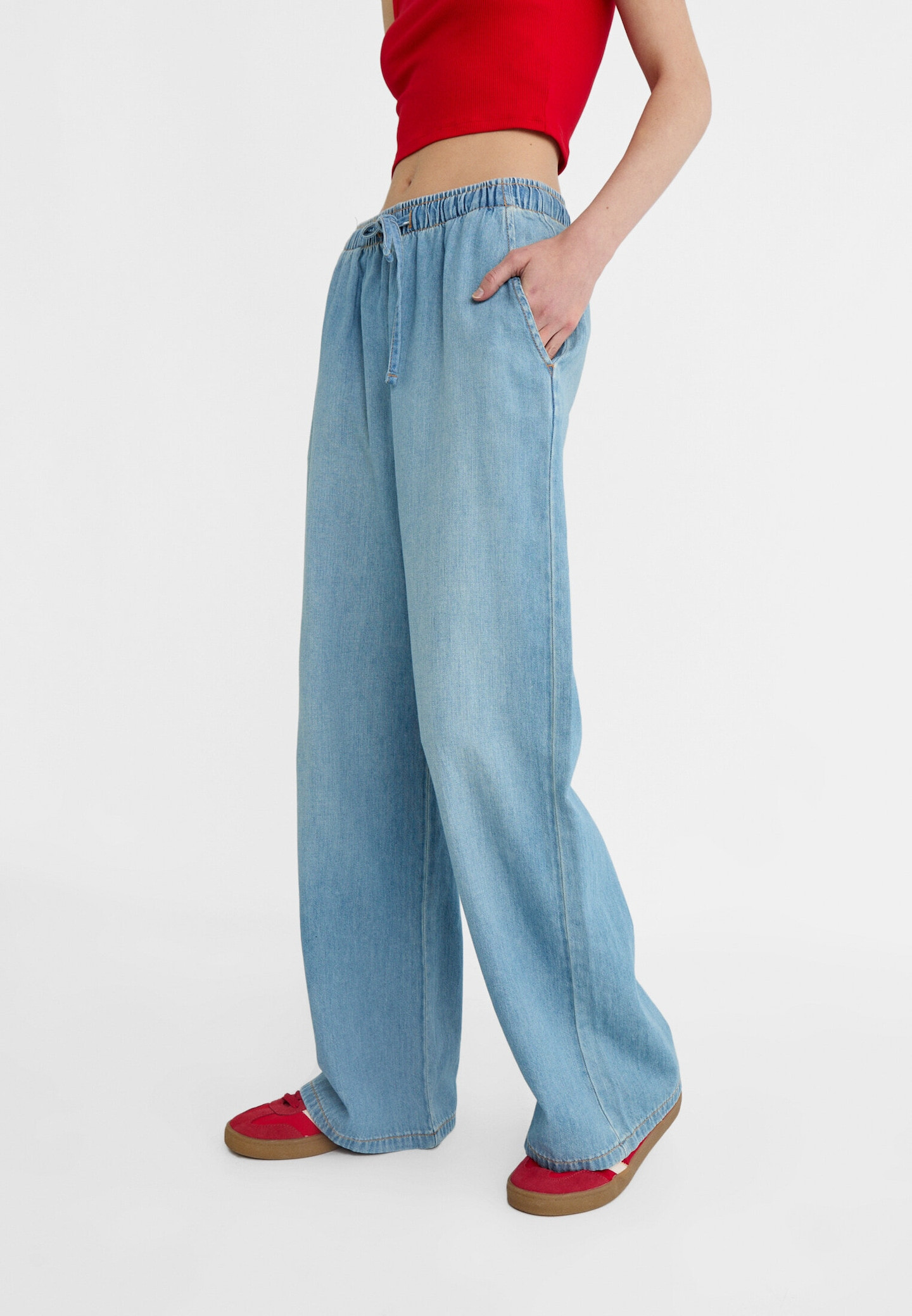 Long flowing jeans - Women's fashion | Stradivarius United Kingdom | Stradivarius (UK)