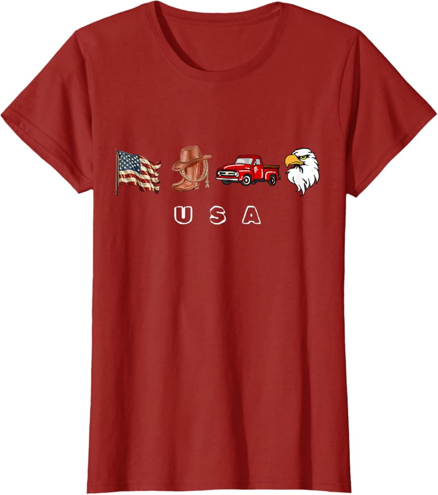 Cowboy Boots Hat Semi Trucks Driver Eagle American Flag T-Shirt | Amazon (US)