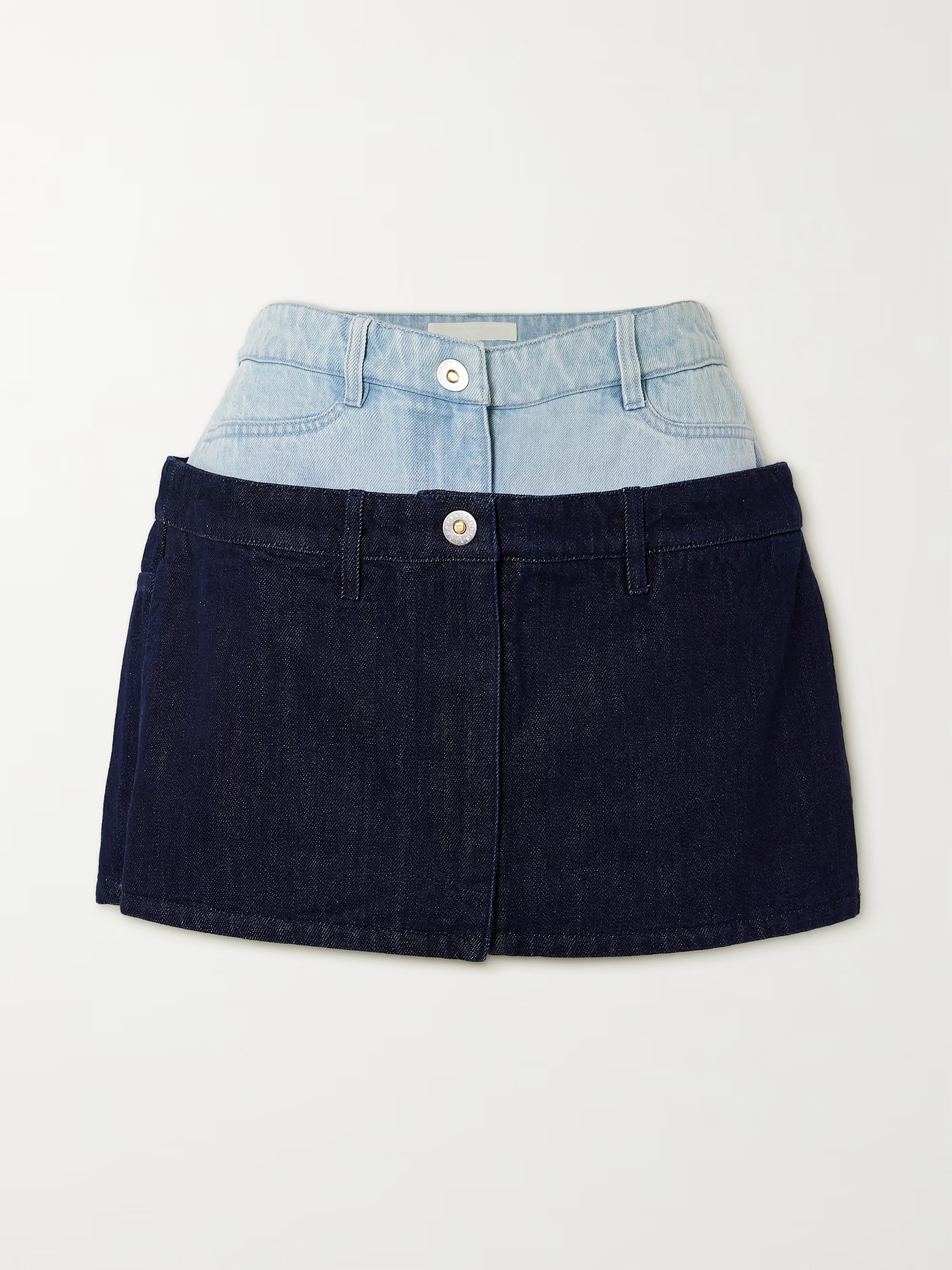 Paneled two-tone denim mini skirt | NET-A-PORTER APAC