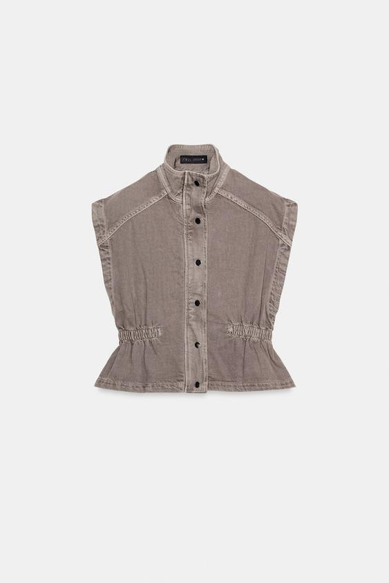 Z1975 HIGH-COLLAR DENIM VEST | Zara US