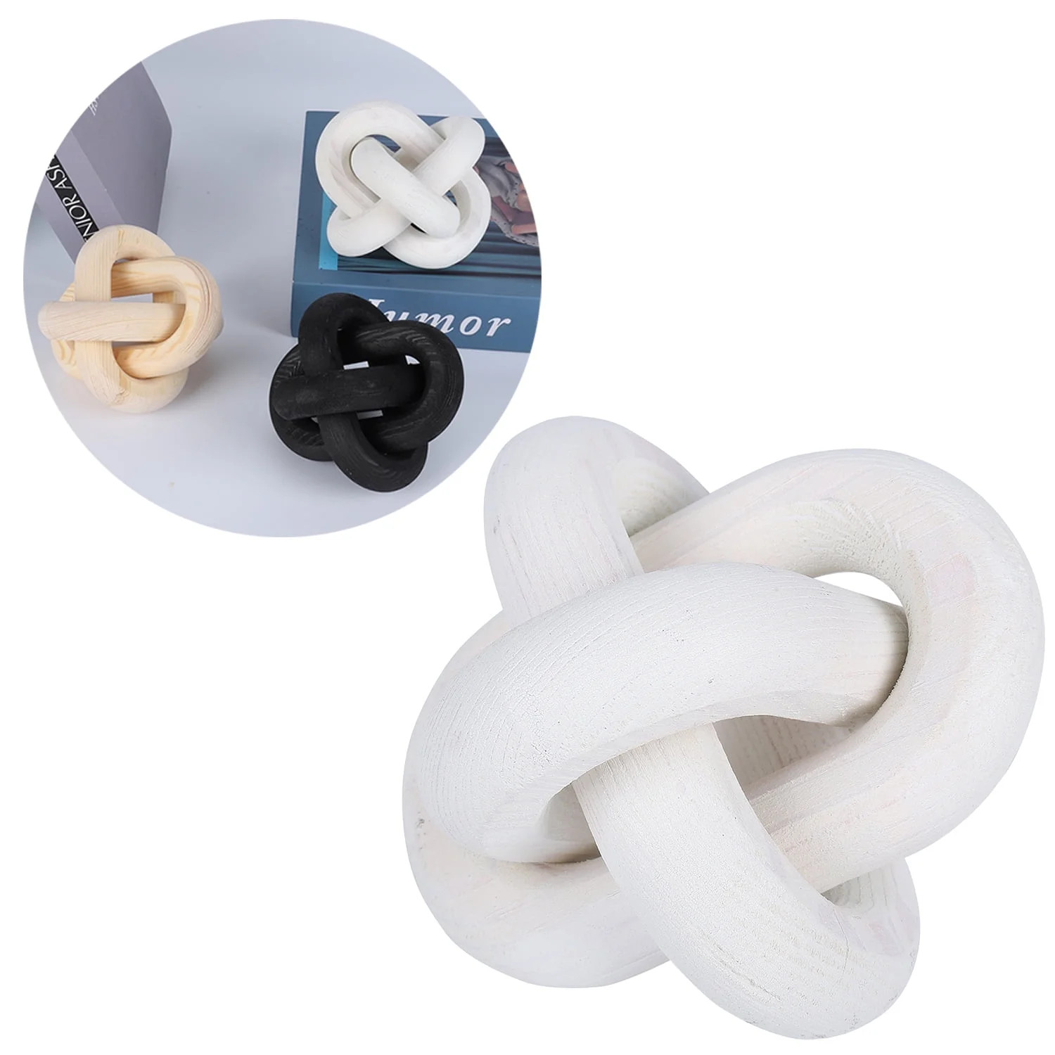 3-Link Small Wood Knot Decor, Wood Chain Link Decor, Hand Carved Decorative Wood Knot for Coffee ... | Walmart (US)