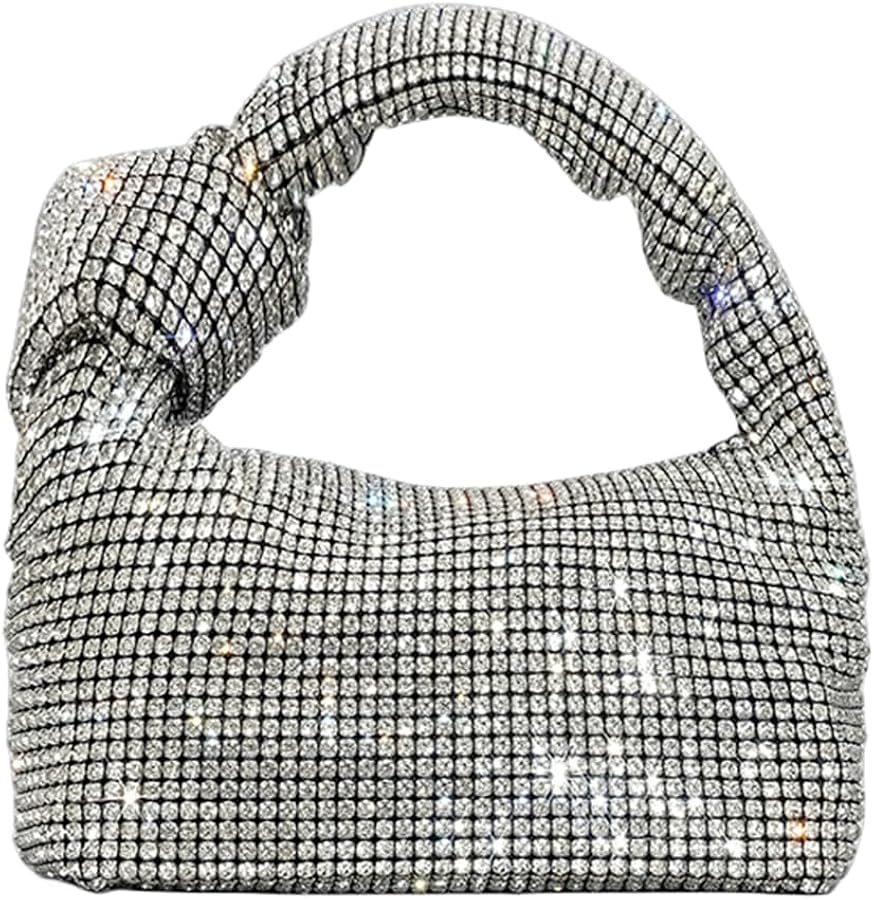 UMREN Bling Full Glitter Knotted Handbag for Women Crystal Rhinestone Hobo Dumpling Bag Diamond E... | Amazon (US)