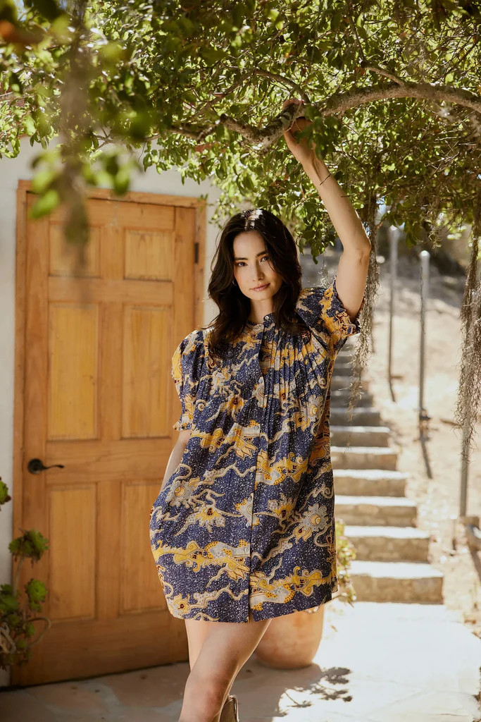 Nadia Mini Dress | Blue Castello | Cleobella