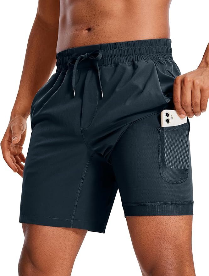CRZ YOGA Men's 2 in 1 Running Shorts with Liner - 5''/ 7''/ 9'' Quick Dry Workout Sports Athletic... | Amazon (US)