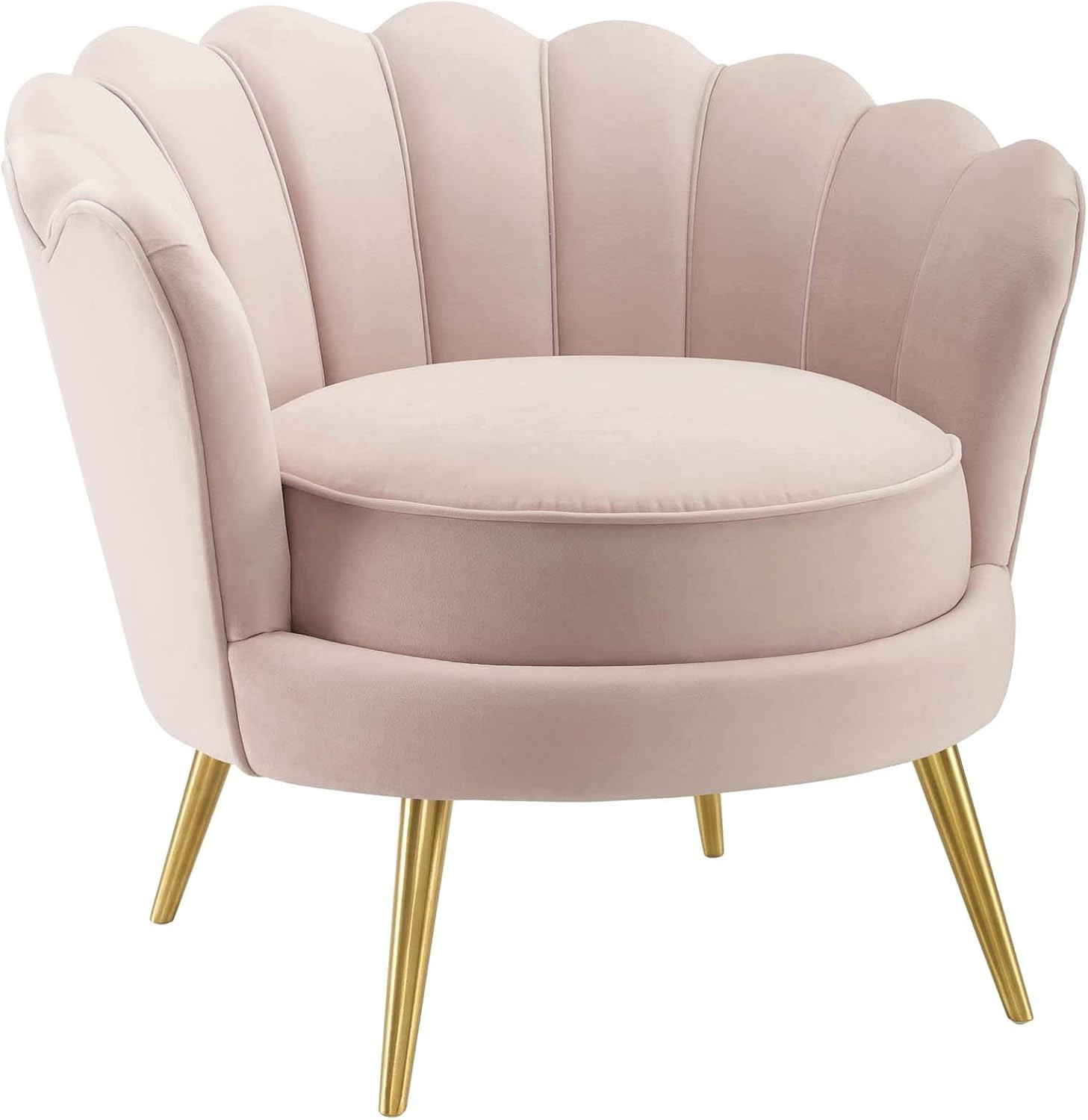 Modway Admire Scalloped Edge Performance Velvet Accent Lounge Arm Chair in Pink | Amazon (US)