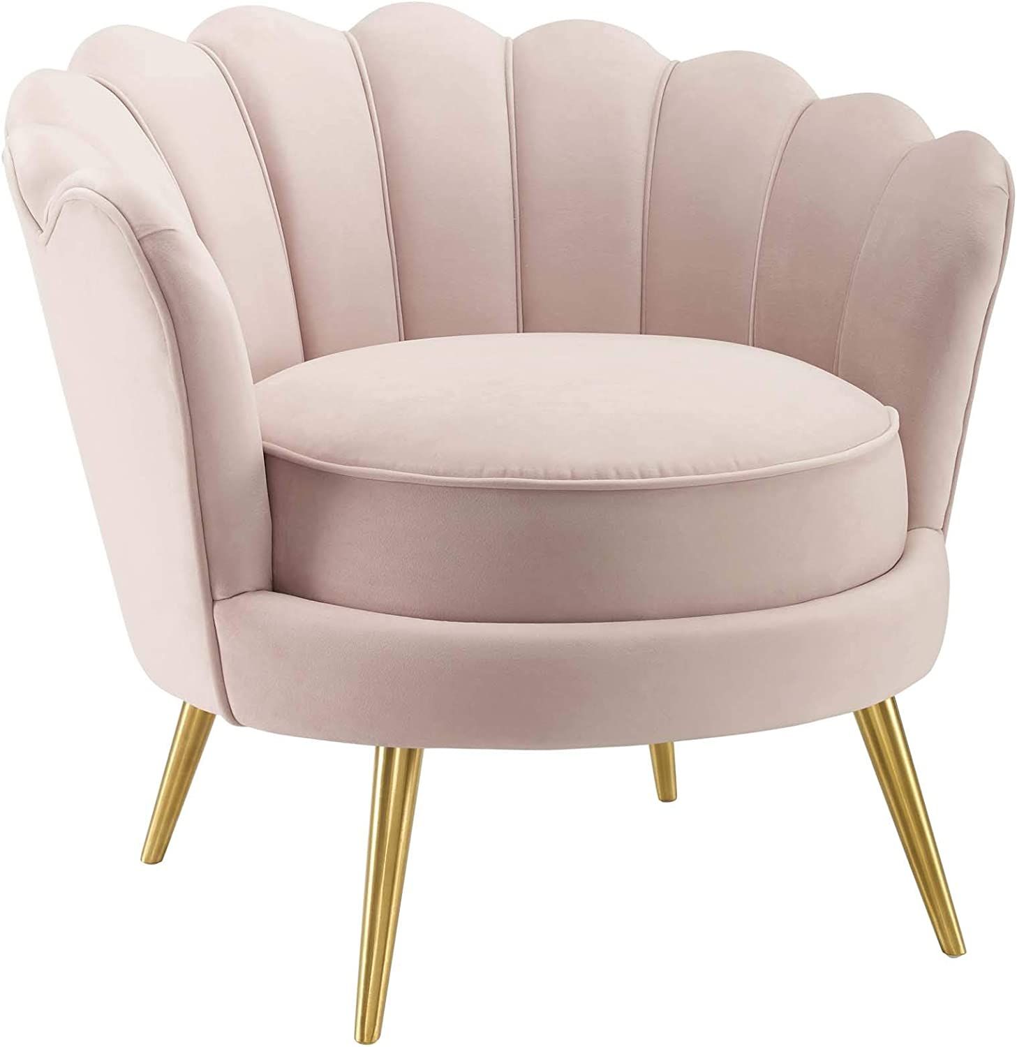 Modway Admire Scalloped Edge Performance Velvet Accent Lounge Arm Chair in Pink | Amazon (US)