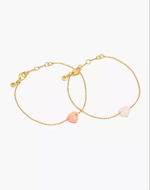 Rose Quartz Heart Friendship Bracelet Set | Madewell