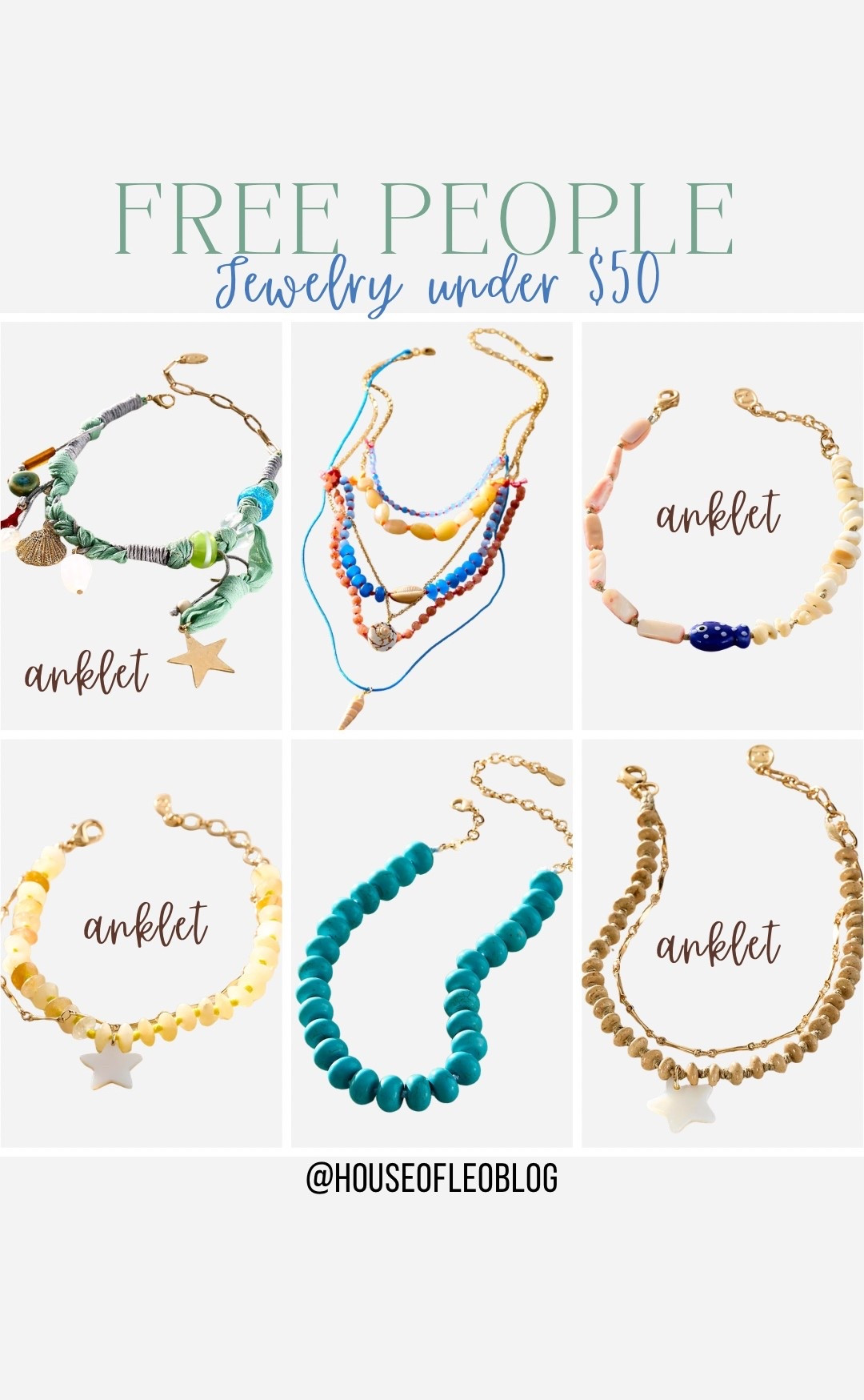 Free people jewelry, beaded necklaces, anklet, anklets, Summer jewelry