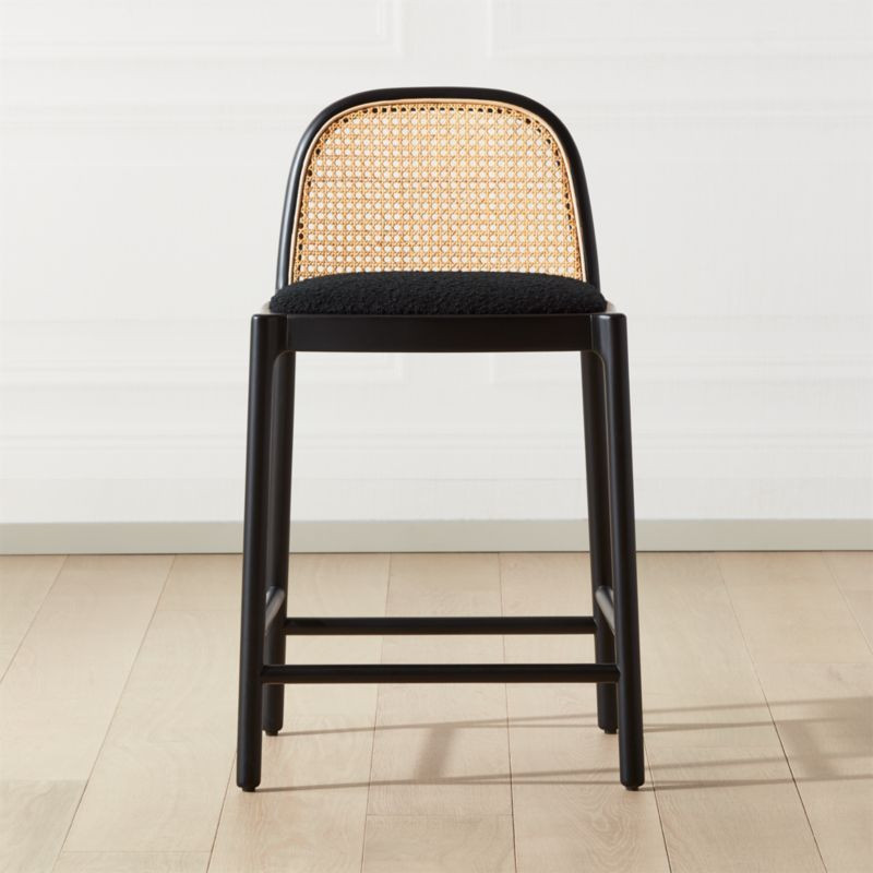 Nadia Modern Black Cane Counter Stool + Reviews | CB2 | CB2
