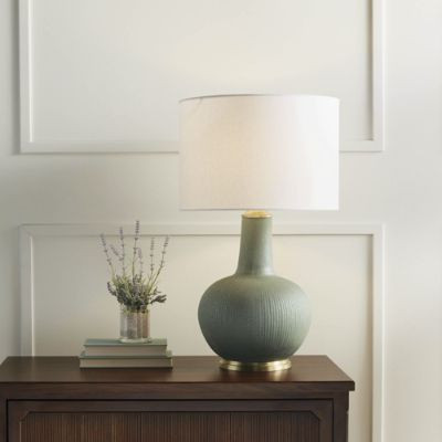 Carlota Matte Ceramic Table Lamp with Ribbed Design & Brass Base | Frontgate