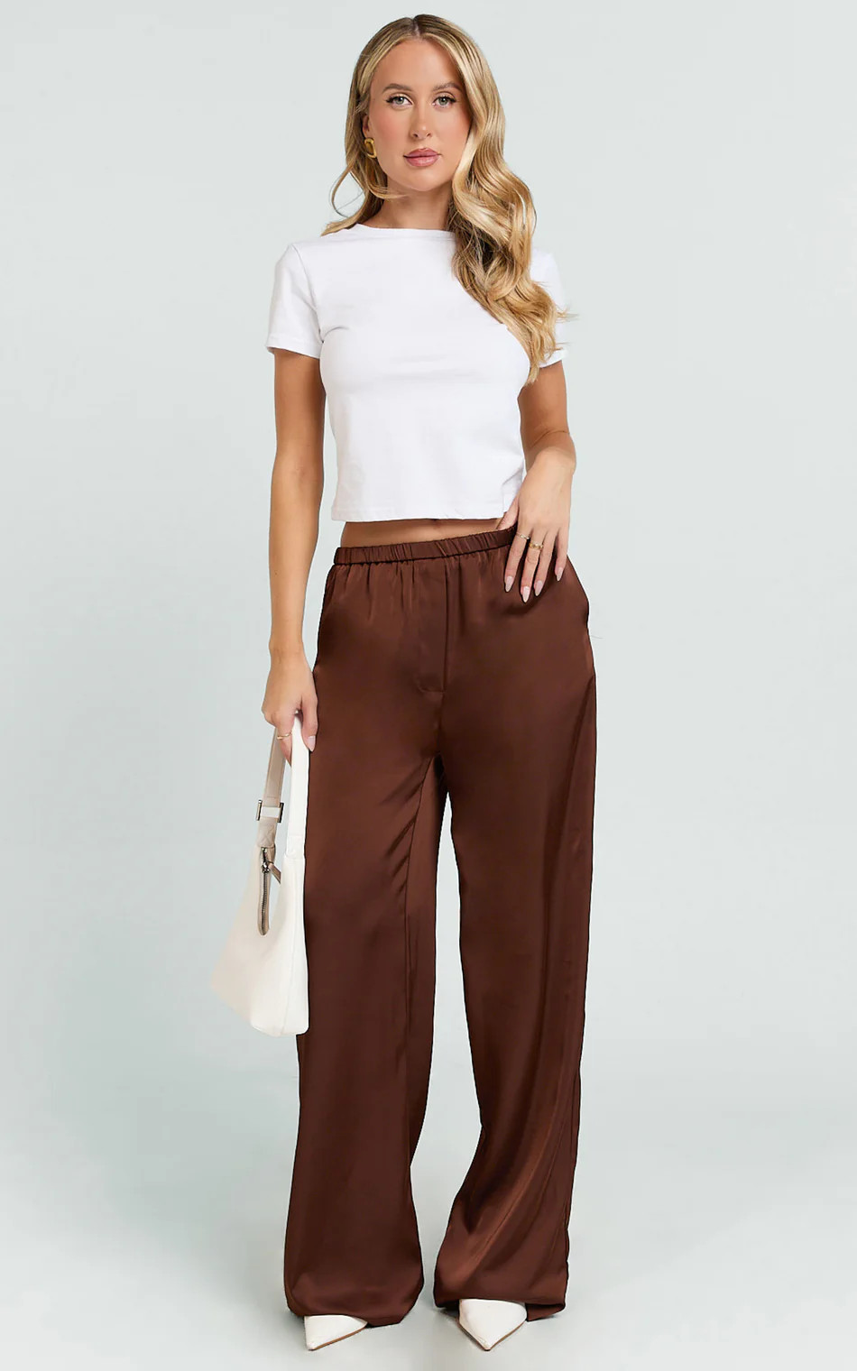 Gloria Pants - Low Rise Straight Leg Pants in Chocolate | Showpo (US, UK & Europe)
