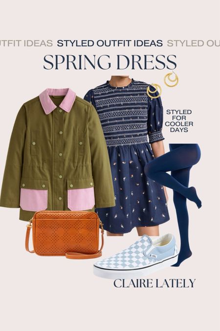 Spring dress styled for cooler days and nights. Nap dress, Boden utility jacket, Clare v crossbody bag, vans sneakers, Amazon tights. Hoop earrings 
❤️ CLAIRE LATELY 

#LTKstyletip #LTKover40 #LTKsalealert