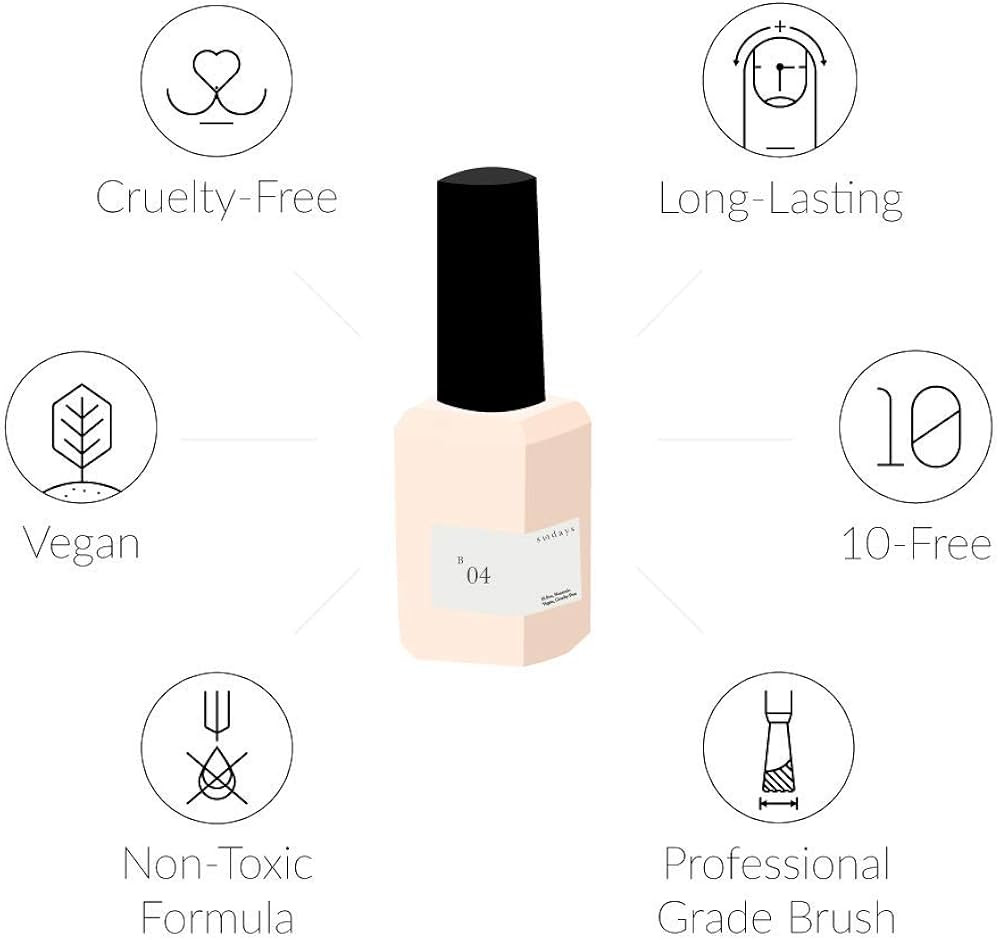 Sundays Non-Toxic Nail Polish Ridge Filler Base Coat B.04: Long Lasting, Vegan & Cruelty-Free, 1.... | Amazon (US)