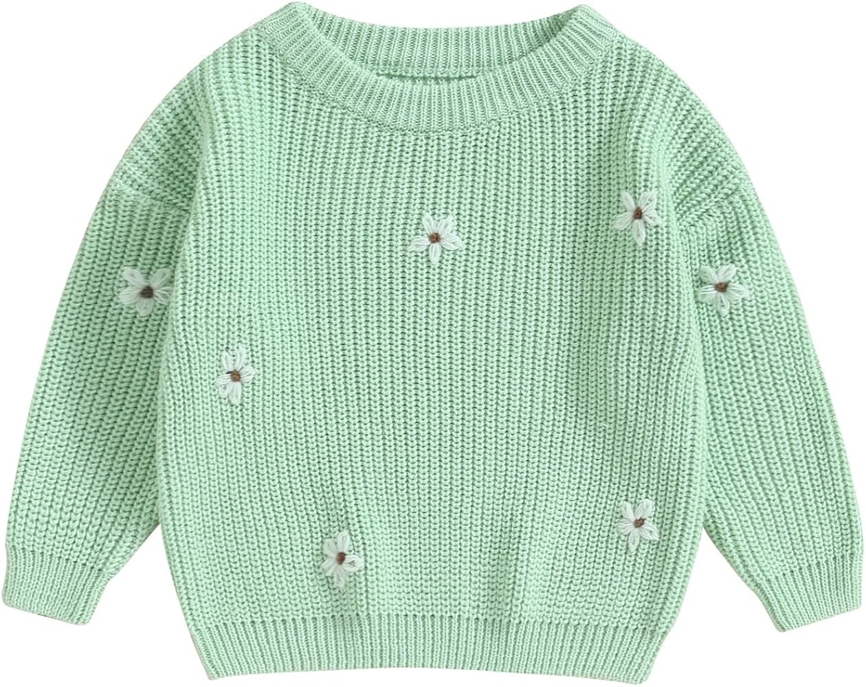 YOKJZJD Newborn Toddler Baby Girl Chunky Knit Sweater Flower Warm Sweatshirt Long Sleeve T-Shirt ... | Amazon (US)