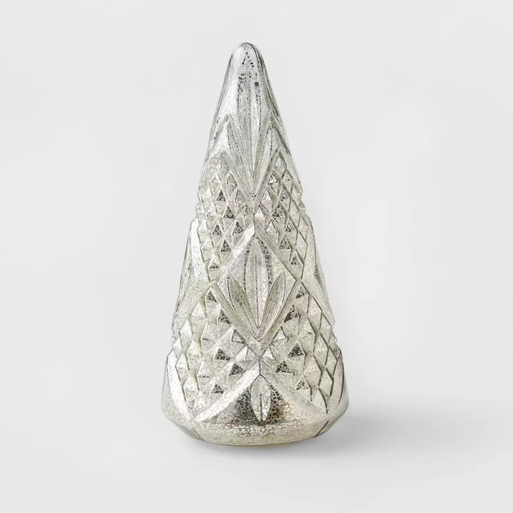 12.4" Battery Operated Pre-Lit Glass Christmas Tree Silver - Wondershop™ | Target
