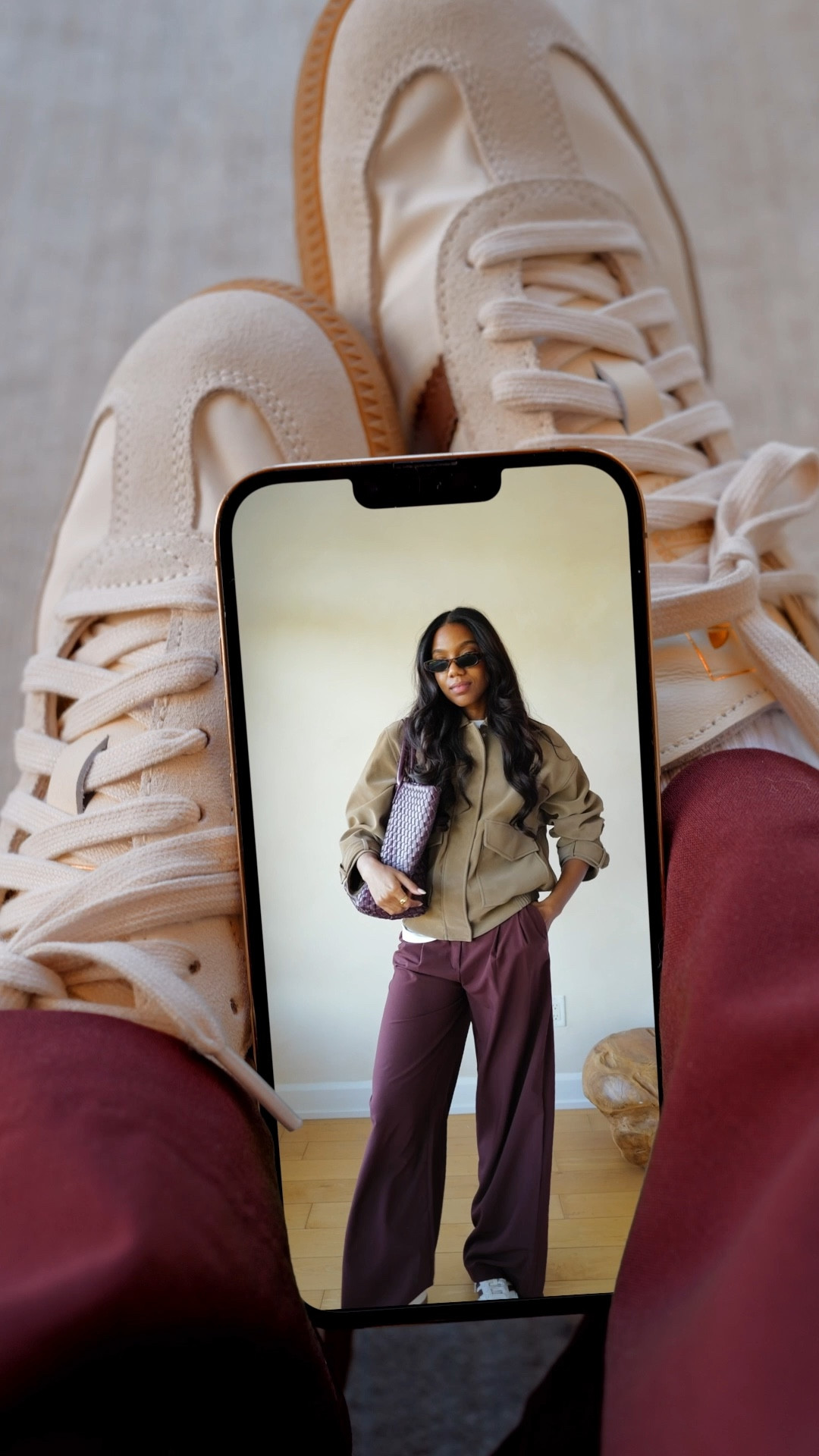 Jacket-size s/m
T-shirt -size medium
Pants- size 4

Fall outfit | casual fall outfit | everyday fall outfit | faux suede aviator jacket | oversized fall jacket | faux suede jacket | oversized woven faux leather tote | oxblood tote | fall tote | pleate wide leg pants | chocolate brown pants | super slim oval sunglasses | samba oh sneakers | cream white and prelove brown samba | brown sambas | fall sneakers 

#LTKShoeCrush #LTKSeasonal #LTKItBag