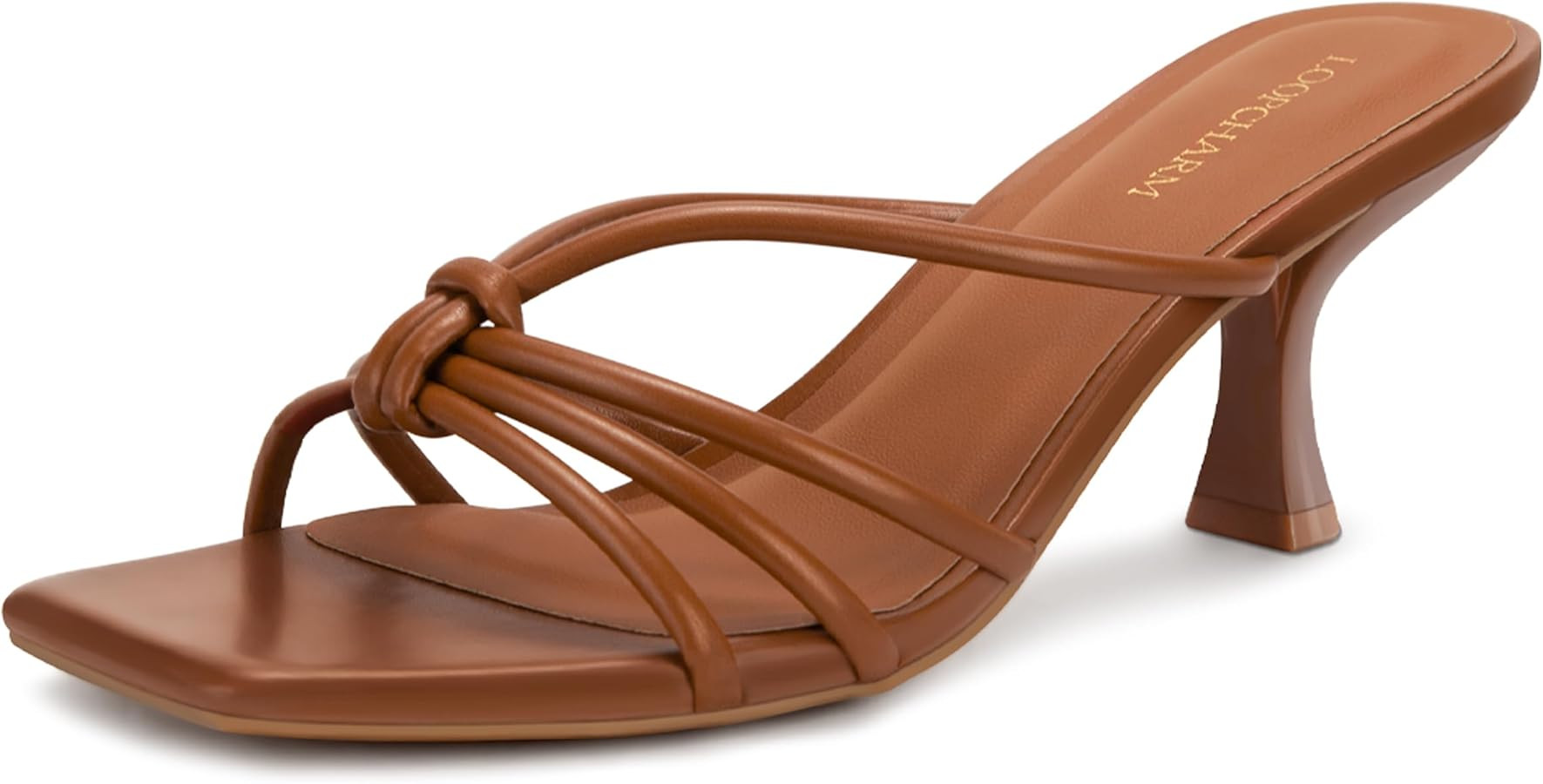 Women's Strappy Square Open Toe Kitten Heels Sandals Knotted Design Summer Fashion Slip On Mule S... | Amazon (US)