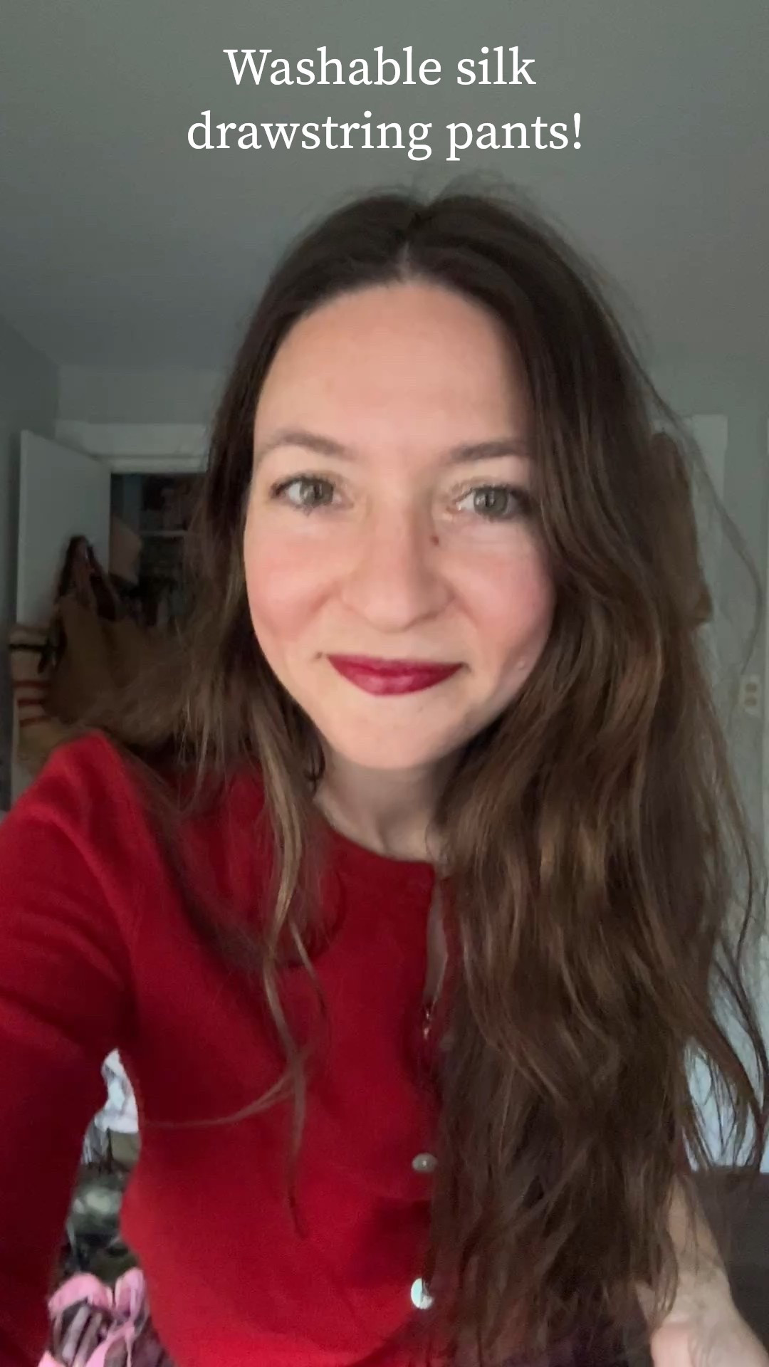 Trying on these washable silk wide leg pants & I love them! They come in a ton of colors & are so comfortable  Plus, they have a drawstring 🙌 These pants are perfect for this holiday season- dress them down with a sweater & flats or dress them up with some sequins & heels! New wardrobe essential here (& treat yourself to a Mongolian cashmere sweater for under $50 while you’re at it!) ❤️ #LTKsustainable

#LTKFindsUnder100 #LTKCyberWeek #LTKHoliday