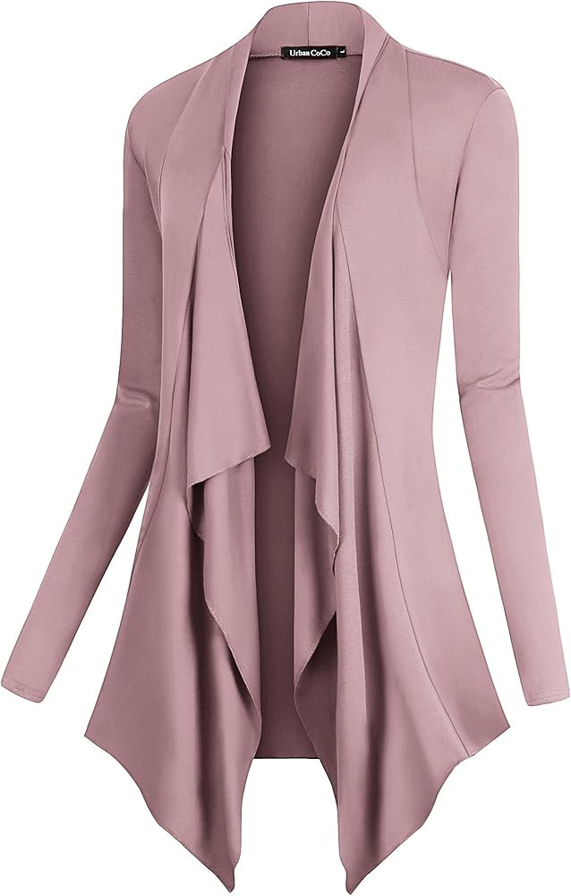 Urban CoCo Women's Drape Front Open Cardigan Long Sleeve Irregular Hem (XL, Silver Mink) at Amazo... | Amazon (US)