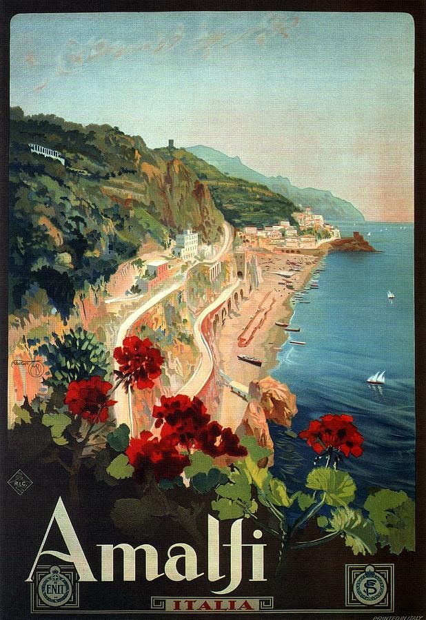 Amalfi, Italia - Coastline, Italy - Retro travel Poster - Vintage Poster | Fine Art America
