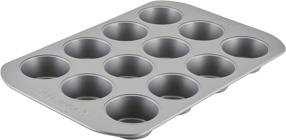 Farberware Nonstick Bakeware 12-Cup Muffin Tin / Nonstick 12-Cup Cupcake Tin - 12 Cup, Gray | Amazon (US)