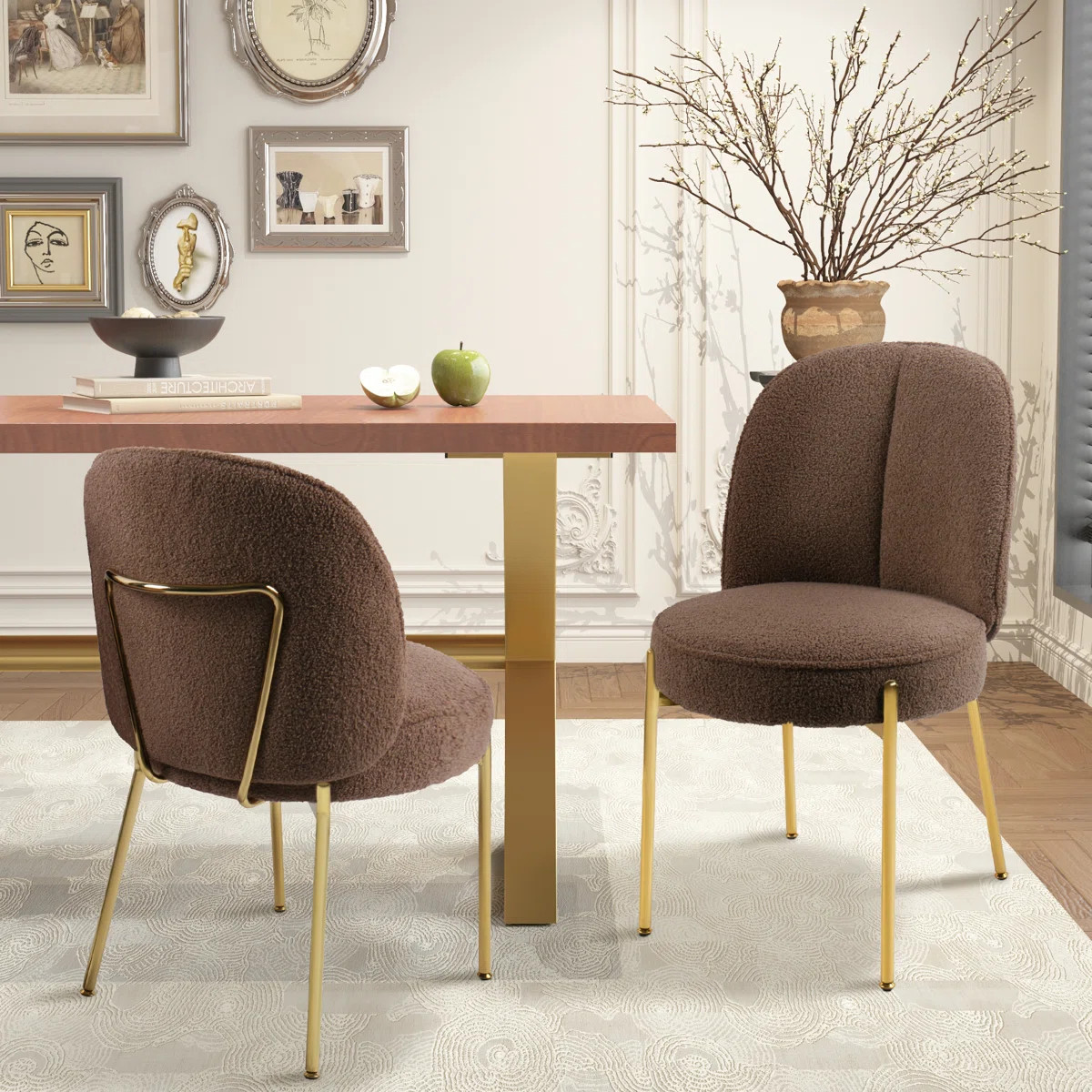 Fabric Dining Chair with Golden Legs (Set of 2) | Wayfair North America