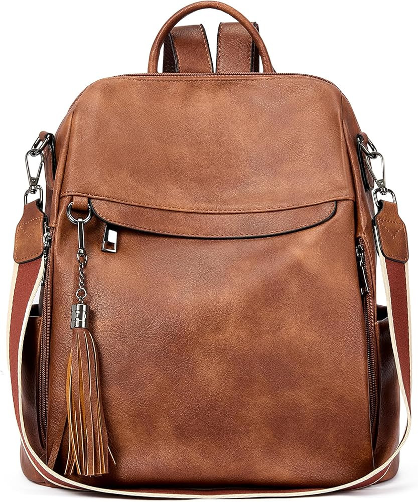 Telena Backpack Purse for Women, PU Leather Anti Theft Travel Purse Shoulder Bags with Tassel | Amazon (US)