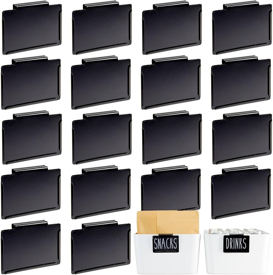 Talented Kitchen 18 Piece Black Label Holders Home Organization System, Removable Metal Clips For... | Amazon (US)