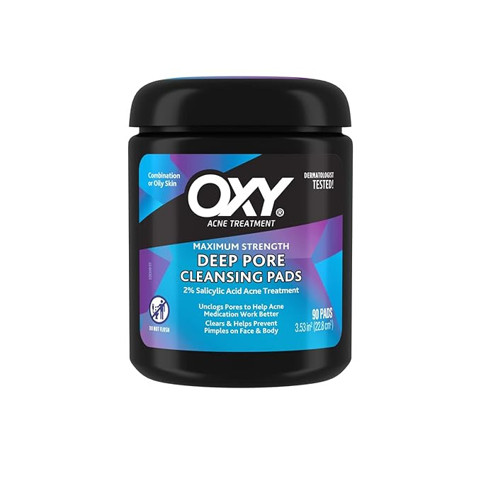 OXY Acne Medication Cleansing Pads â€“ Daily Defense with Maximum Strength 2% Salicylic Acid... | Amazon (US)