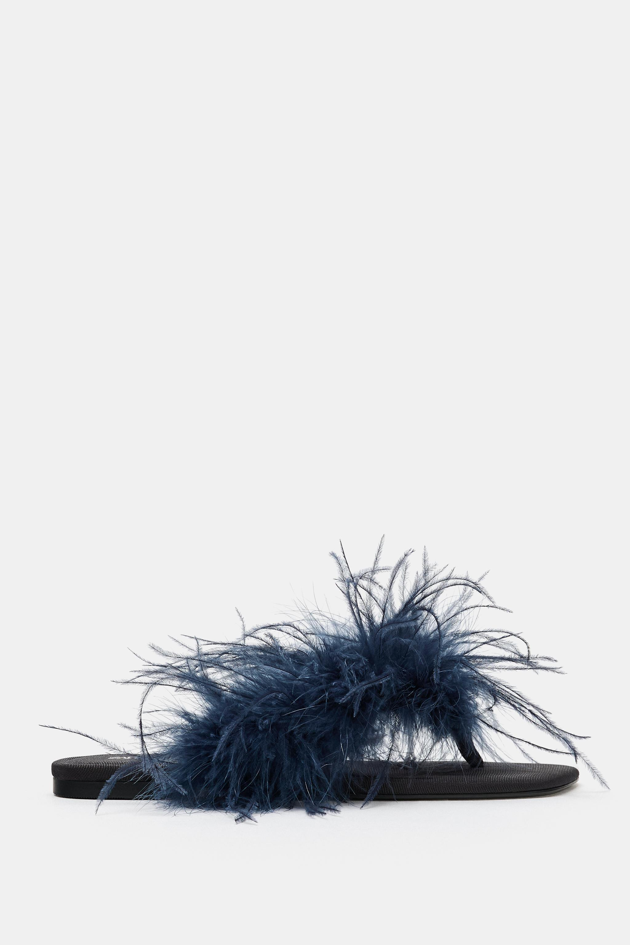 FEATHER FLAT SANDALS | Zara Canada