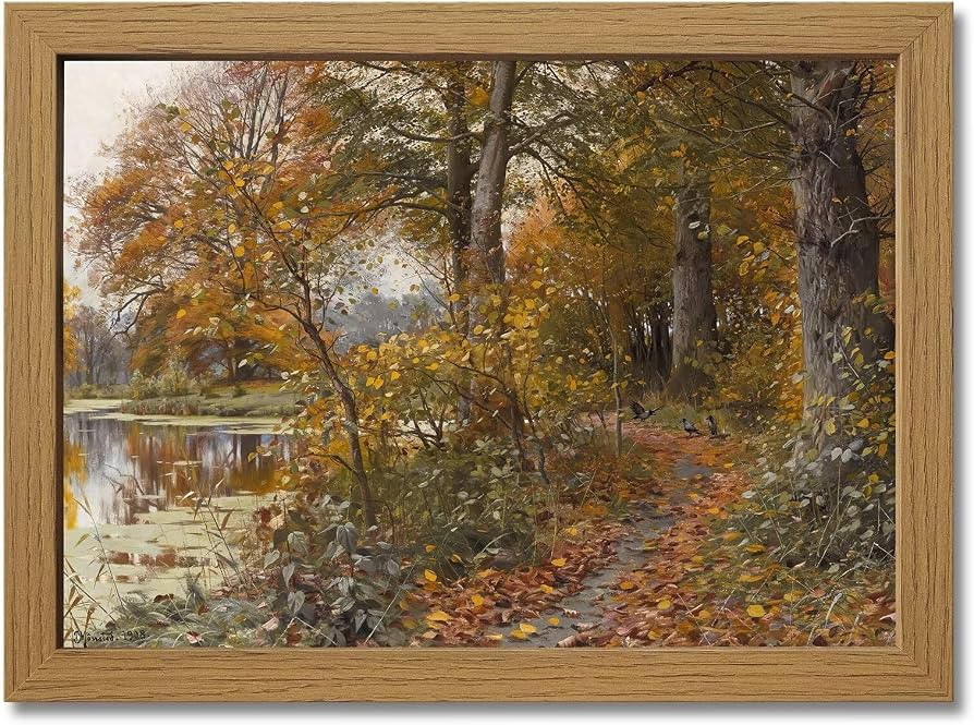 DJSYLIFE Framed Wall Art for Living Room, Autumn Forest Lake Decor,15L\u00d711W | Amazon (US)