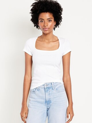 Square-Neck Ribbed T-Shirt | Old Navy (US)