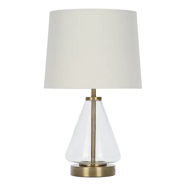 Mainstays Glass with Brass Base Table Lamp, 18" H | Walmart (US)