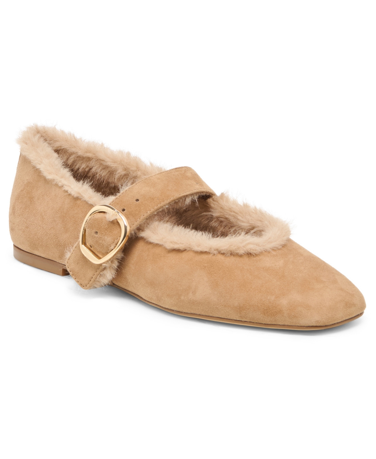 Dolce Vita Women's Mella Plush Buckle Mary Jane Flats - Light Brown Suede | Macy's