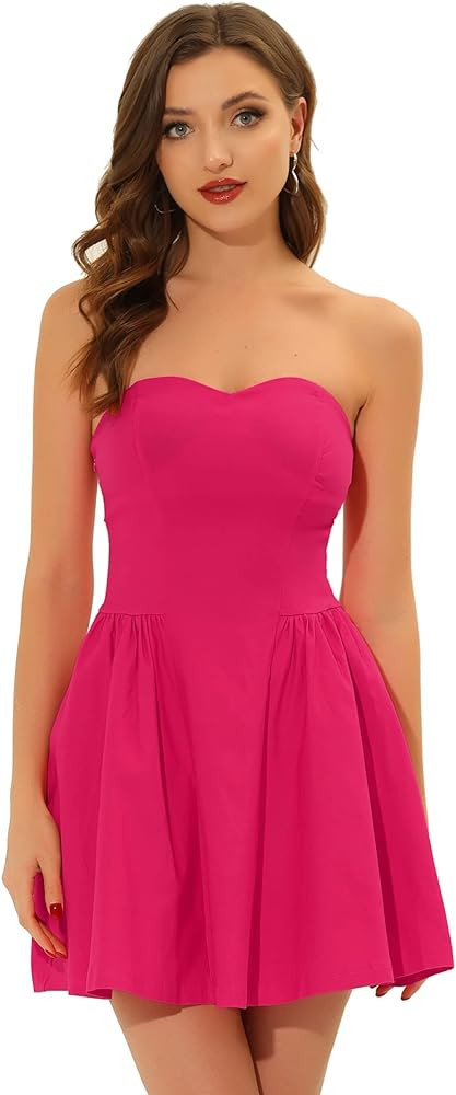 Allegra K Women's Sexy Strapless Party Dress Sweetheart Neck Off Shoulder Sleeveless Mini Dress | Amazon (US)