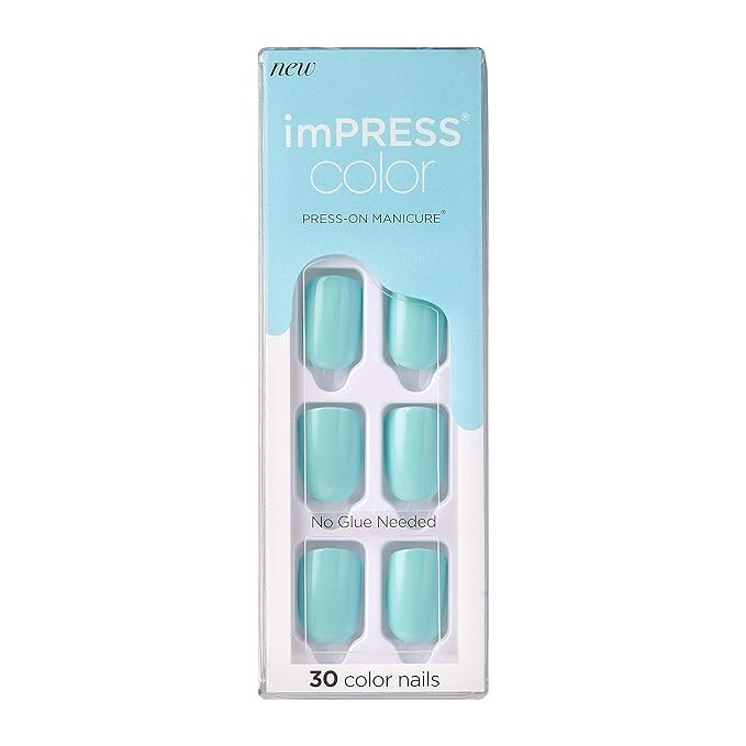 KISS imPRESS Color Press-On Manicure, Gel Nail Kit, PureFit Technology, Short Length, “All Blac... | Amazon (US)