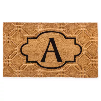 Evergreen 16" x 28" Embossed Flocked Monogram Door Mat Insert in Black | Bed Bath & Beyond | Bed Bath & Beyond